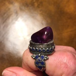 Boho silver & purple stone Ring